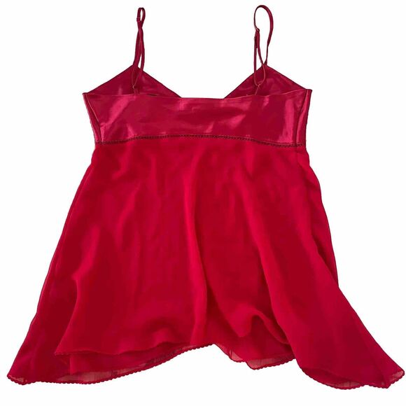 Victoria's Secret Sheer Red Chiffon & Satin Babydoll Negligee Chemise Size L - Picture 3 of 7